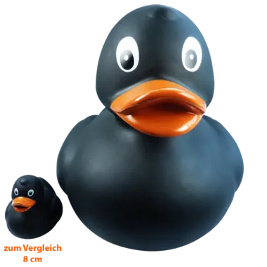 Große XXL Ente Schwarz Badeente Quietscheente Factotum