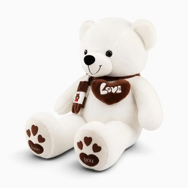 Großer weißer Teddybär mit Schal