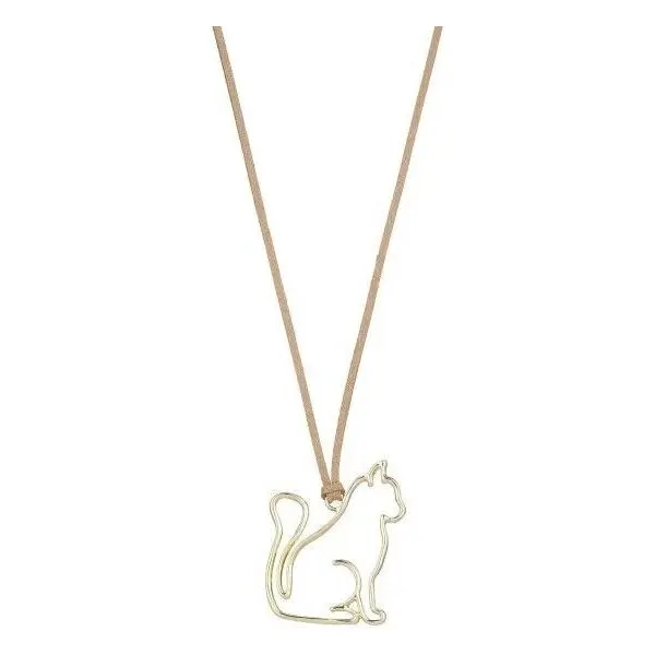 Halskette "Katzenanhänger" in Gold & Braun oder Silber & Grau - Länge 80-86 cm