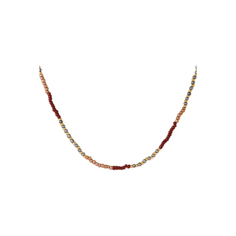 Halskette "Mehrfarbige braune Perlen" - Länge 36,5-41,5 cm