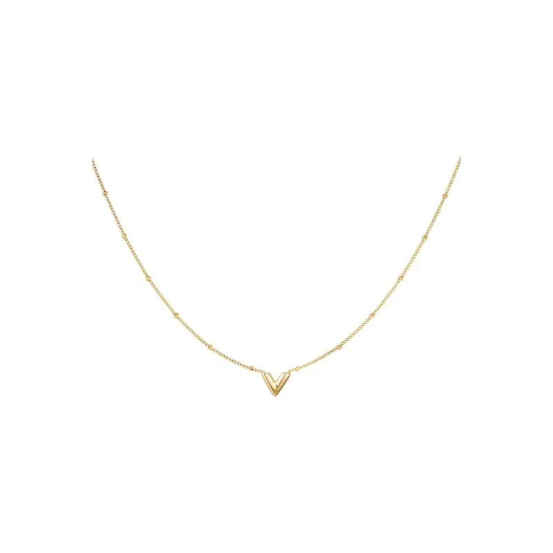 Halskette "V" in Gold oder Silber - Länge 38-43 cm