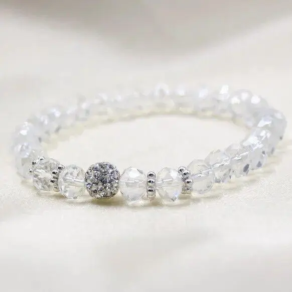 Handgefertigtes Armband "Ilka Clear White" Kristallkugeln