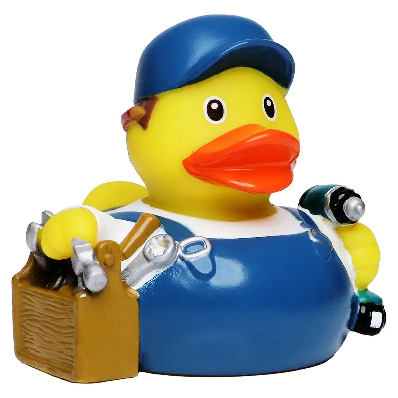 Handwerker Werkzeug DIY Ente Badeente Quietscheente Schnabels