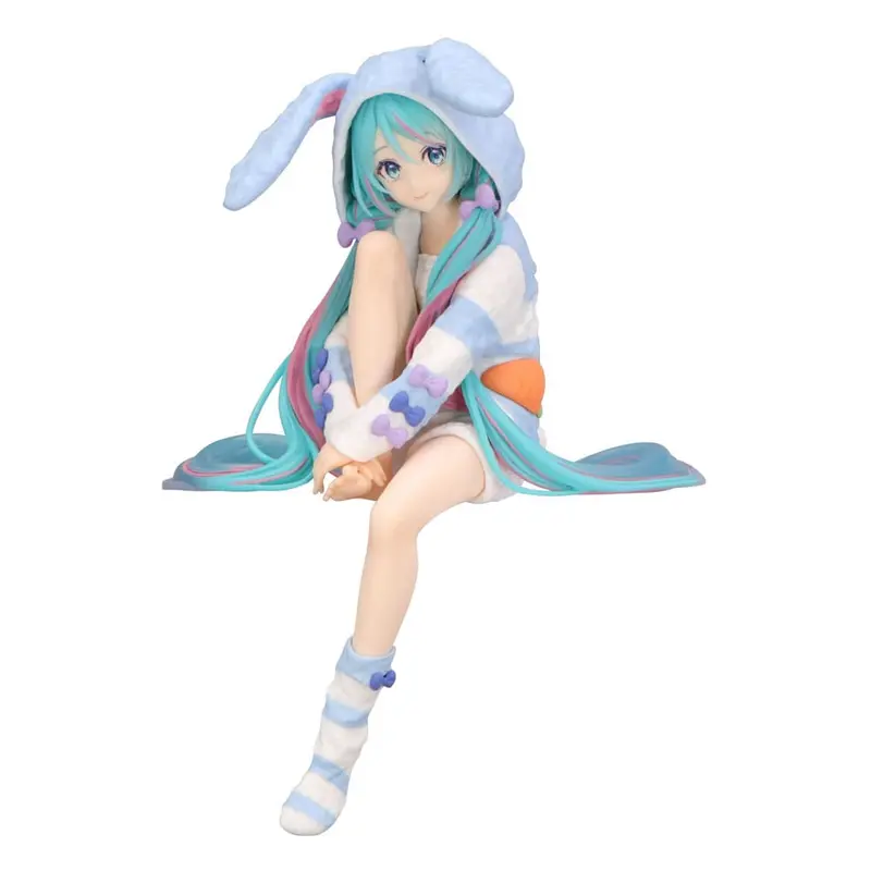 Hatsune Miku Noodle Stopper PVC Statue Hatsune Miku Rabbit Ear Hood Pajama Blue Color Ver. 14 cm - sofort lieferbar