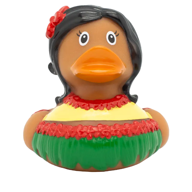 Hawaiianerin Ente Badeente Quietscheente Gummiente Lilalu