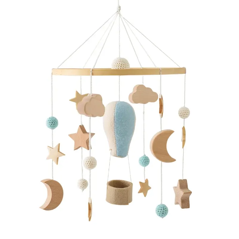 Heißluftballon Holz-Bettglocke | Rasselspielzeug Baby – Bimbino