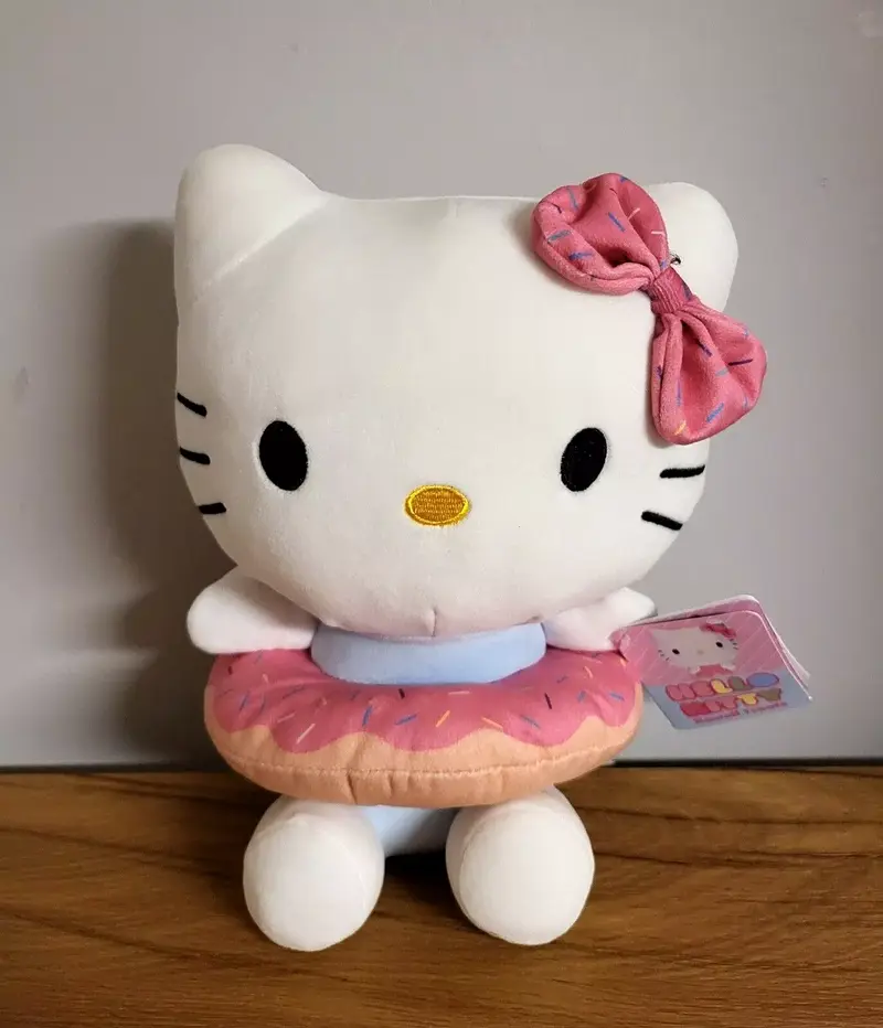 Hello Kitty mit Donut Plüsch Kuscheltier Kinder Spielzeug Katze Plüschtier 25cm Merch Sanrio NEU