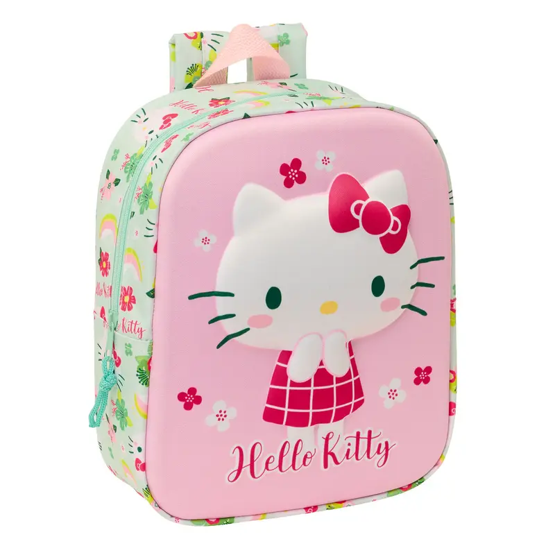 Hello Kitty Schulrucksack, Rosa und Grün, 22 x 27 x 10 cm