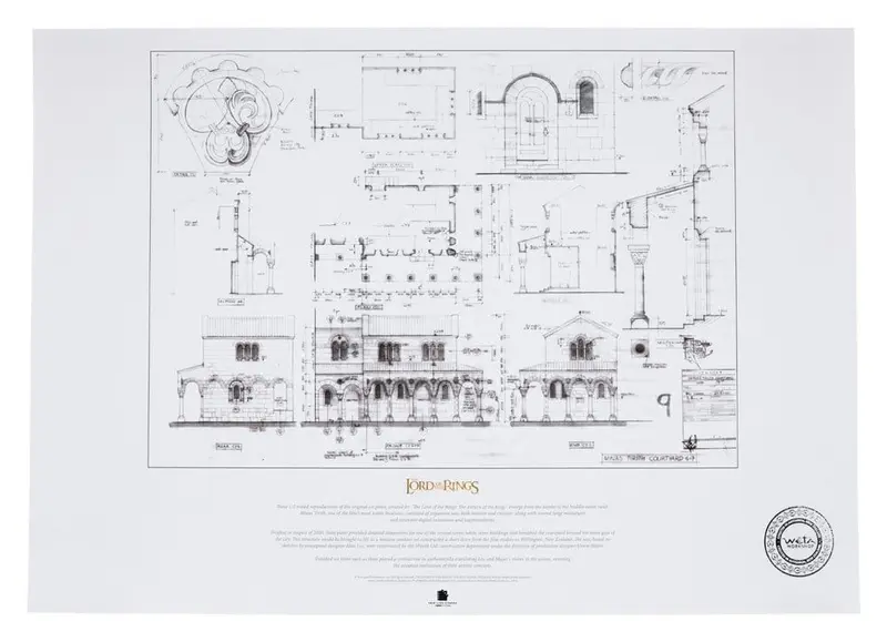 Herr der Ringe Bauplan Kunstdruck The Courtyard of Minas Tirith 59 x 42 cm