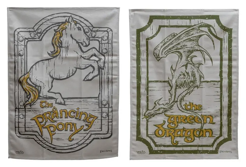 Herr der Ringe Geschirrtuch 2er Pack Green Dragon & Prancing Pony 69 cm