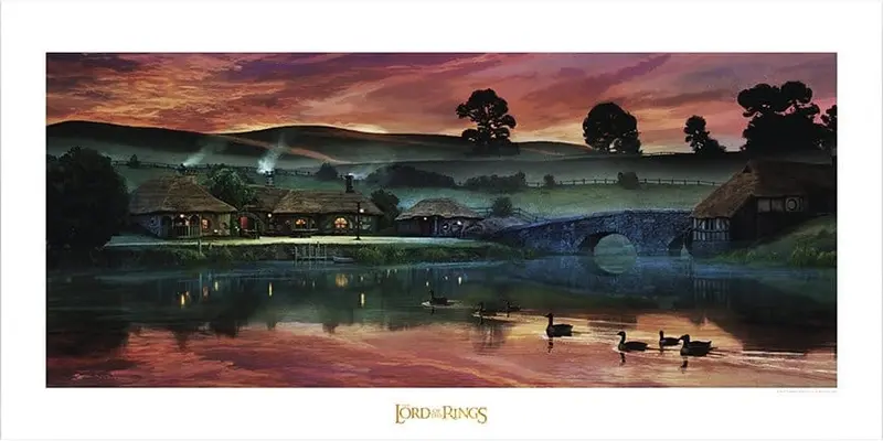 Herr der Ringe Kunstdruck Return to the Green Dragon Inn 59 x 42 cm