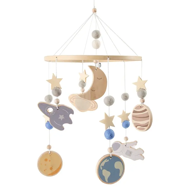 Holz-Rasselspielzeug Astronaut & Rakete | Baby ab 0 J. – Bimbino