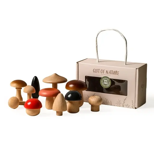 Holzbausteine Pilze Montessori | ab 3 Jahren – Bimbino
