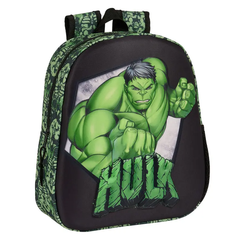 Hulk Kinderrucksack, Schwarz und Grün, 27 x 33 x 10 cm