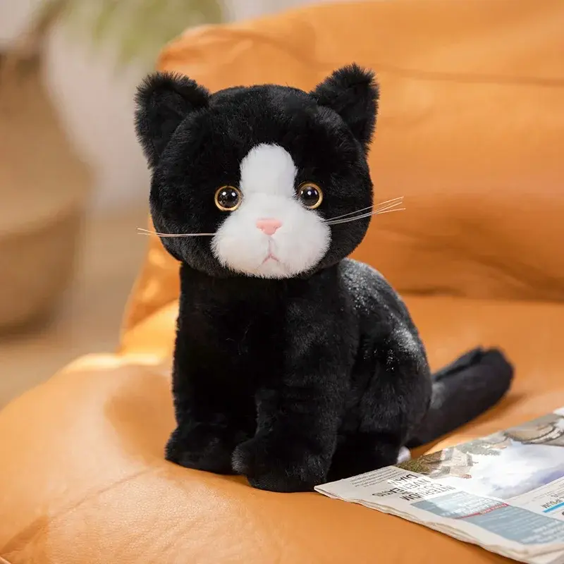 Katze Kuscheltier Schwarz-Weiß | Weiches Plüschtier – Bimbino