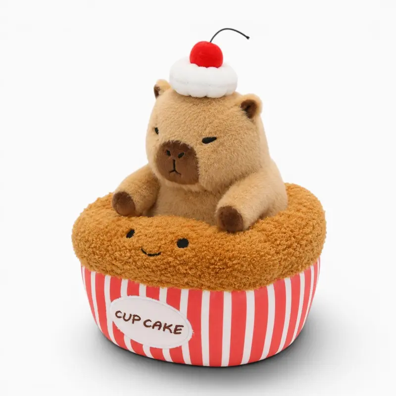 Kawaii Capybara Kuscheltier im Cupcake