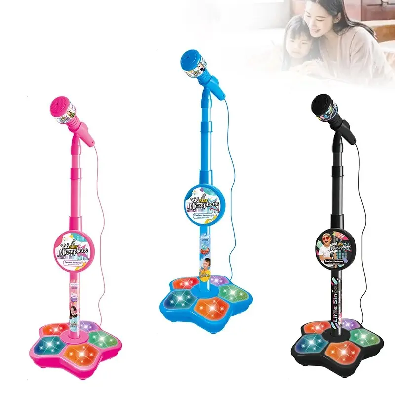 Kinder Karaoke Mikrofon mit Ständer & Lichtern | ab 3 Jahren – Bimbino