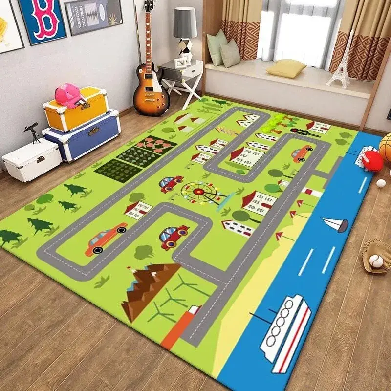 Kinderzimmerteppich Parkplatz | Spielteppich für Kinder – Bimbino