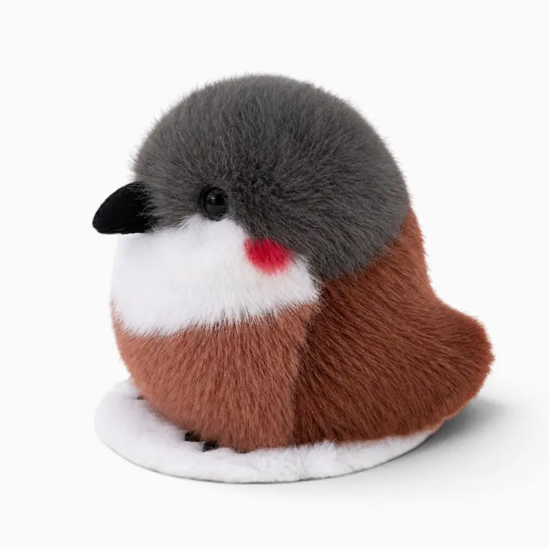 Kleines grau-braunes Vogel-Kuscheltier