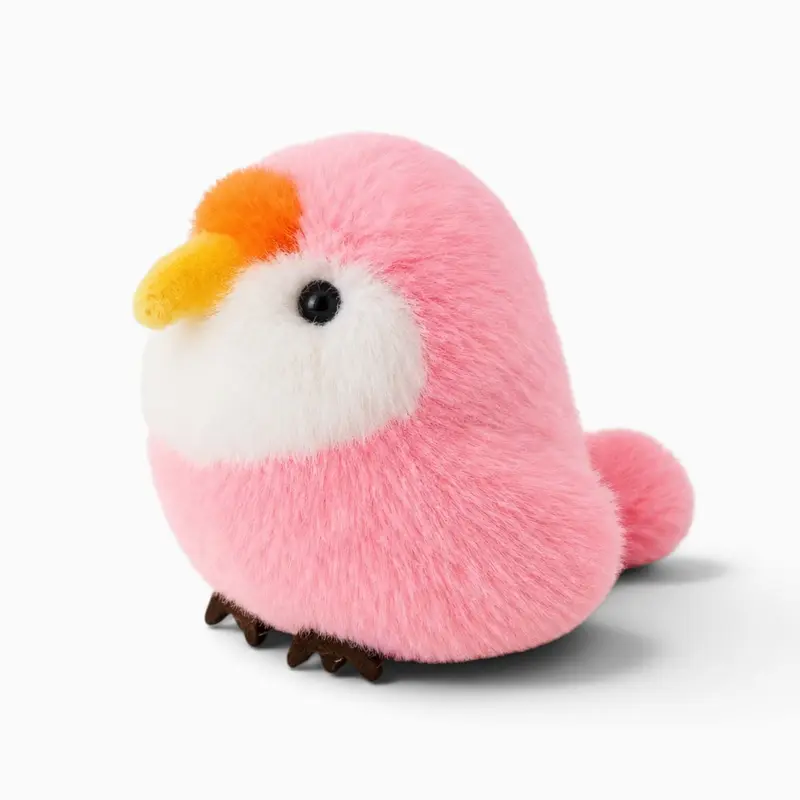Kleines rosa-weißes Vogel-Kuscheltier