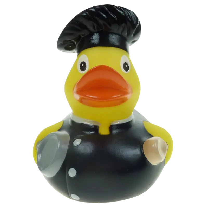 Koch Ente Badeente Quietscheente Schwarz Factotum