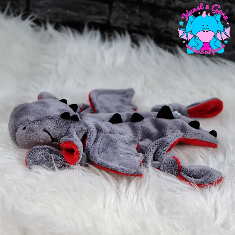 Kuscheltuch/Schnuffeltuch "Lotta" in blaugrau/bordeaux/schwarz UNIKAT