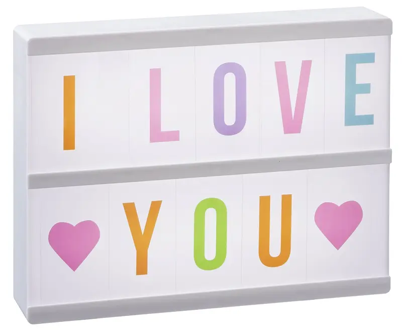 LED Lightbox 20x15cm mit 60 pastellfarbenen Buchstaben/Symbolen