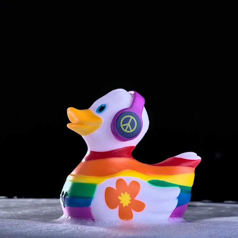 Liebe Frieden Regenbogen Deko Ente Badeente Weiß Ducklin
