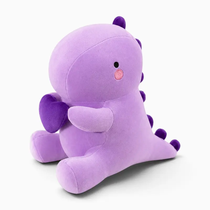 Lila Dinosaurier-Kuscheltier mit Herz
