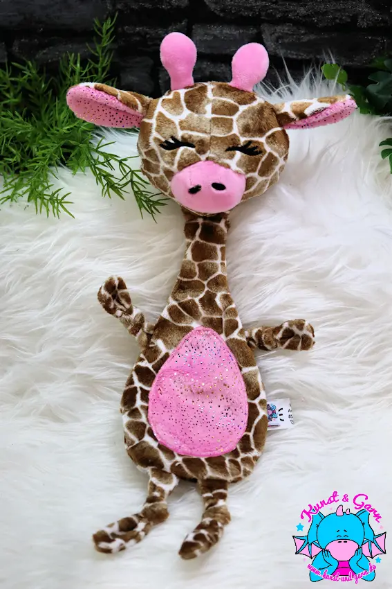 Mali Schnuffeltuch giraffe/rosa/rainbow glitzer rosa