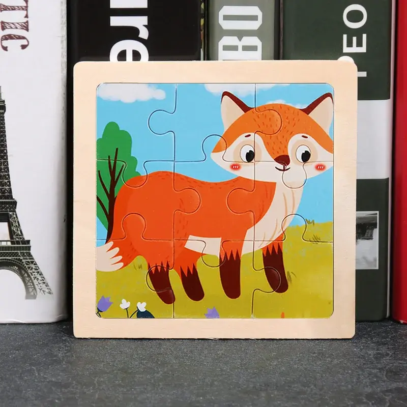Montessori Holzpuzzle Fuchs | 3D Lernspielzeug – Bimbino
