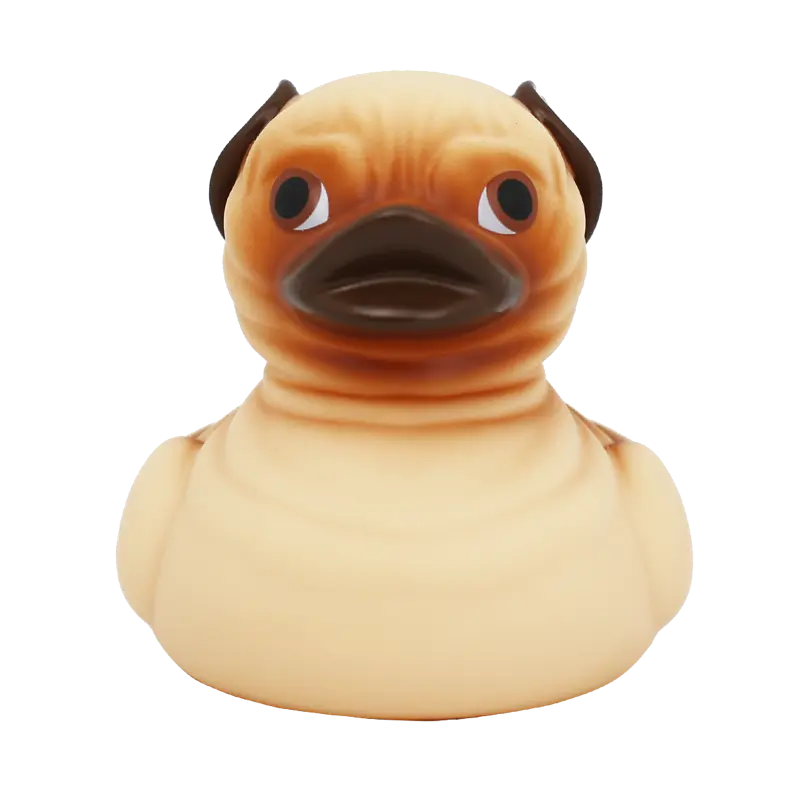 Mops Hund Ente Badeente Quietscheente Gummiente Lilalu