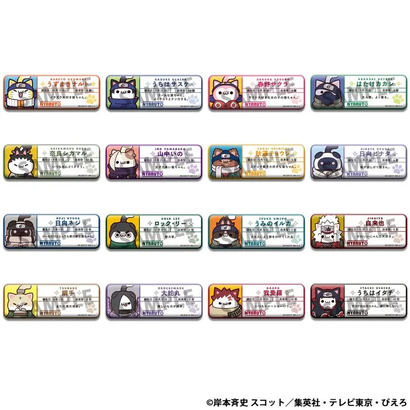 Naruto Mega Cat Project Nyaruto! Metall Ansteck-Buttons Name 5 cm Sortiment (16)