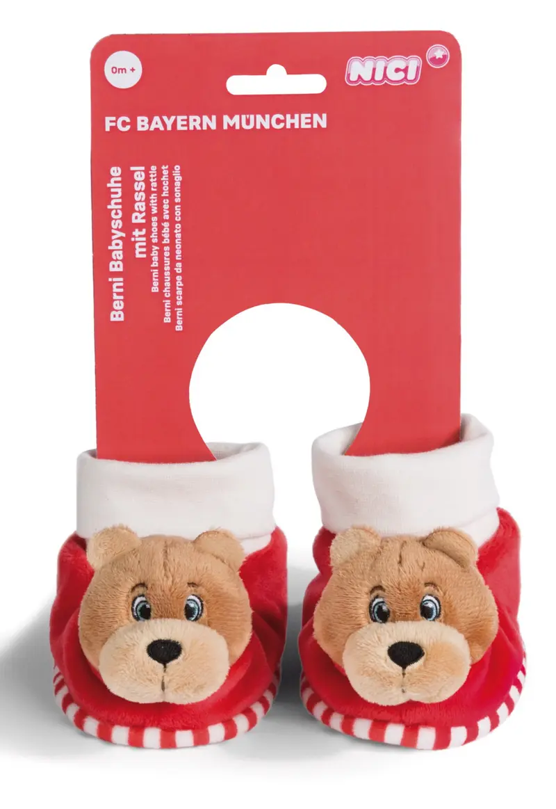 NICI Babyschuhe mit Rassel FC BAYERN Bär Berni 49083 - NICI Rasselschuhe 11cm
