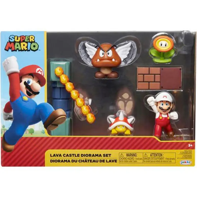 Nintendo Super Mario 5er Figuren Set Lava Castle Diorama, 6,5 cm