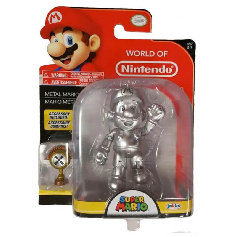 Nintendo Super Mario Figur Metal Mario mit Trophäe, 10 cm