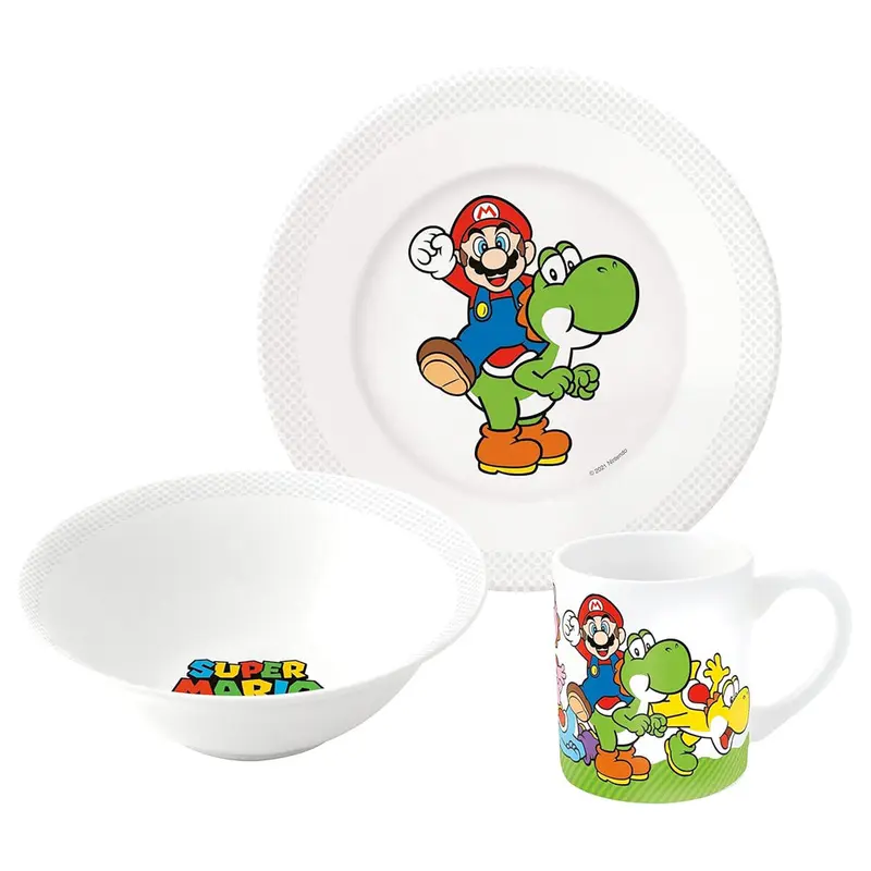 Nintendo Super Mario Frühstücksset (Schale, Tasse, Teller)
