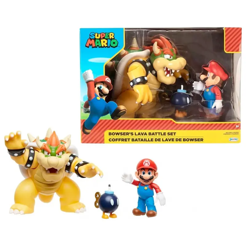 Nintendo Super Mario Wave 1 Mario vs. Bowser Diorama Set, 15 cm