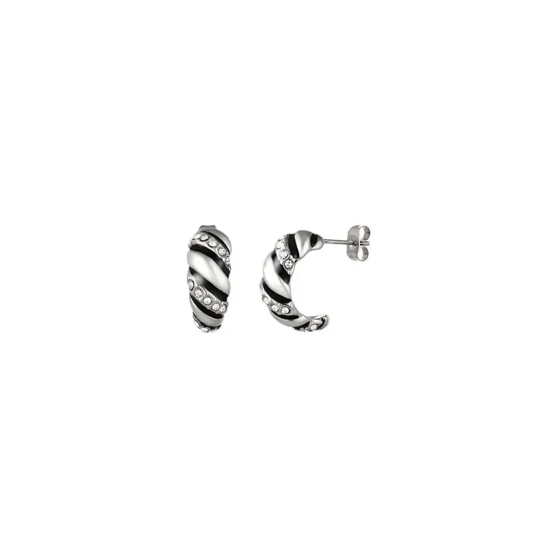 Ohrstecker "Baquette" mit Zirkonen in Silber & Schwarz