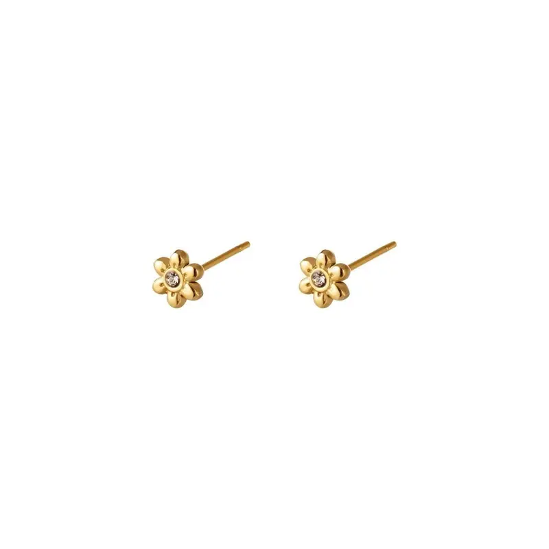 Ohrstecker "Blume mit Zirkon" in Gold oder Silber