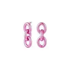 Ohrstecker "Große Kette" in Fuchsia & Blau mit Metalloptik