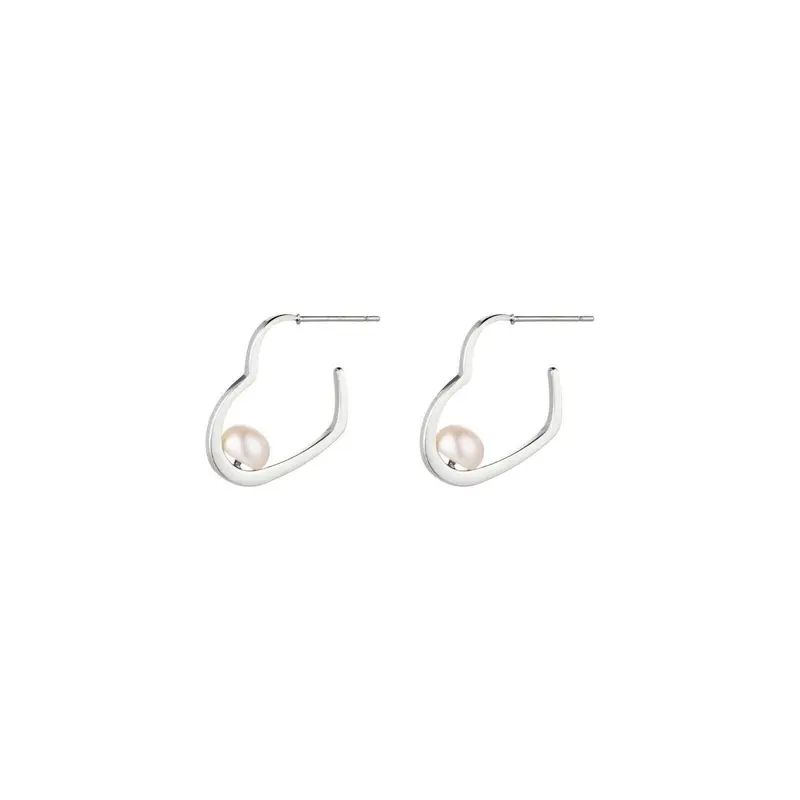 Ohrstecker "Herz mit Perle" in Silber