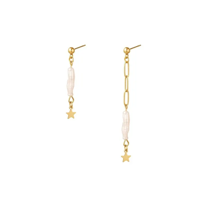 Ohrstecker "Perlmutt & Stern" hängend in Gold oder Silber