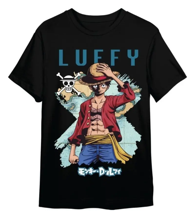 One Piece T-Shirt Monkey D. Ruffy Mapa Schwarz Größe XL