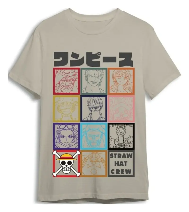 One Piece T-Shirt Straw Hat Crew Sand Größe M