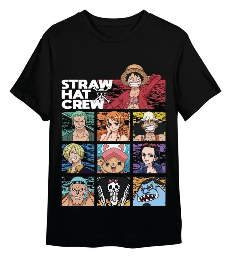 One Piece T-Shirt Straw Hat Crew Schwarz Größe M