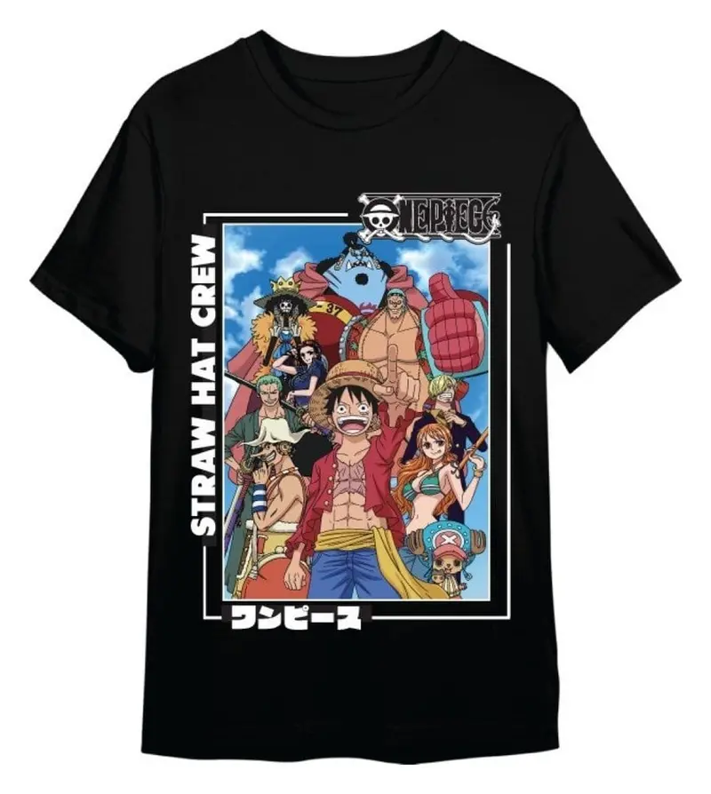 One Piece T-Shirt Straw Hat Crew Schwarz Größe S