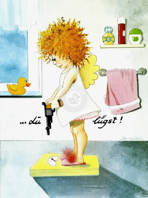 Passepartout Bild Engel "Die Waage lügt" 24 x 30 cm Heidemarie Brosien