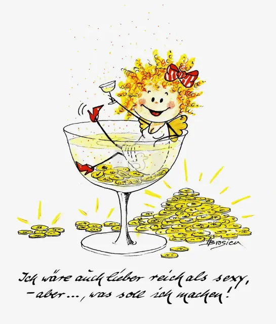 Passepartout Bild Engel "Ich wäre auch lieber reich als sexy" 24 x 30 cm Heidemarie Brosien