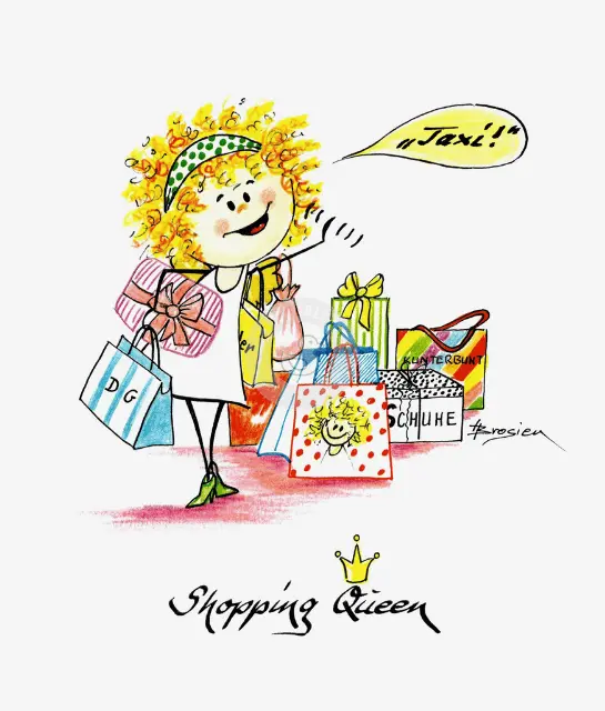 Passepartout Bild Engel "Shopping Queen" 24 x 30 cm Heidemarie Brosien